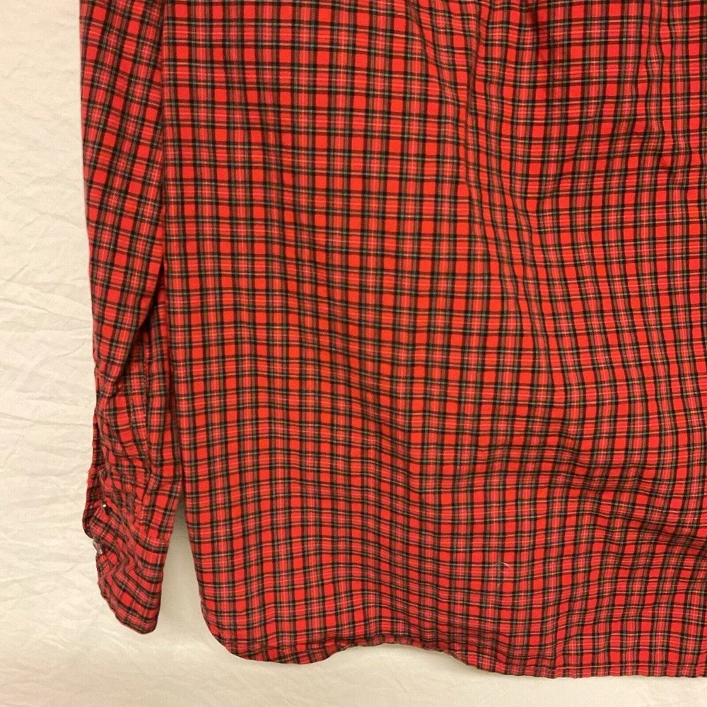 Women's J Crew Red Plaid Shirt Embroidered Sz‎ 8 Button Down Top Western Beaded